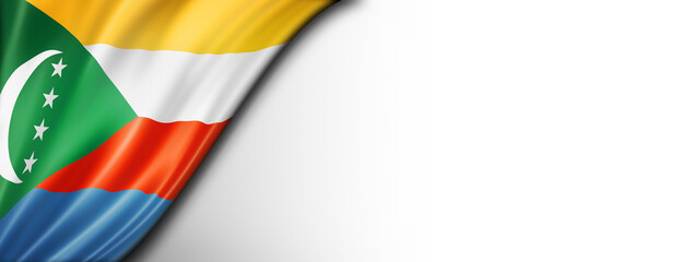 Comorian flag isolated on white banner © daboost