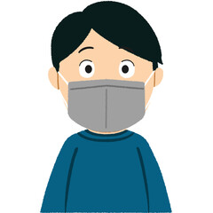 マスクを付ける男性（グレー）
