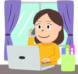 テレワーク・在宅勤務する女性
