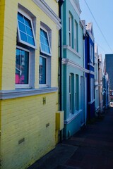 The colourful neighbourhood, Blaker Street, in Brighton. Famous for its colourful houses and the seaview