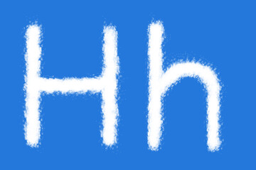 Cloud H alphabet shape on blue background