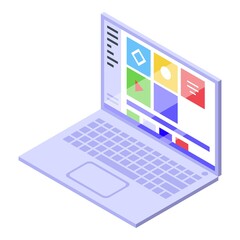 Playlist notebook icon. Isometric of playlist notebook vector icon for web design isolated on white background