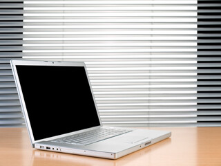 Laptop and blinds