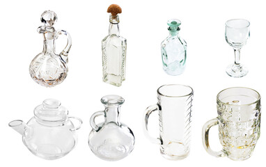 A transparent glass carafe