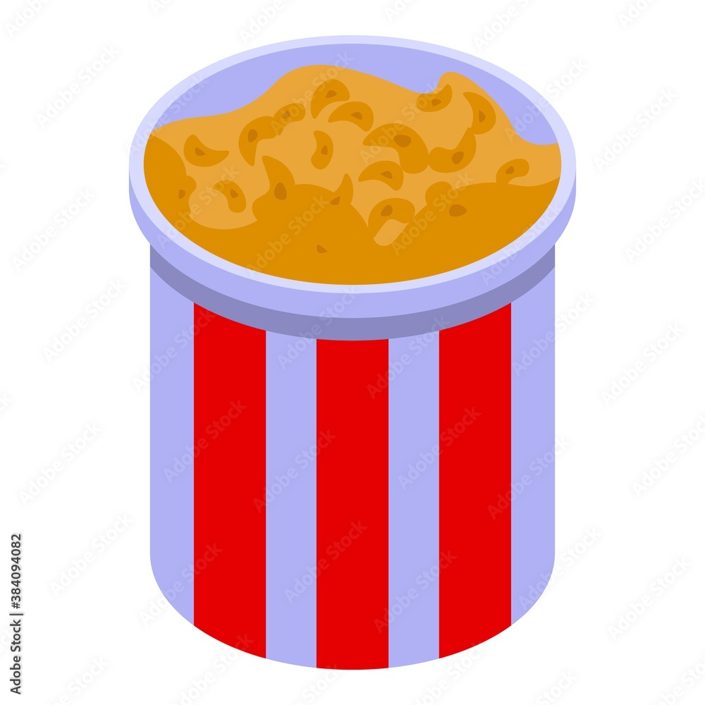 Poster popcorn bucket icon. isometric of popcorn bucket vector icon for web design isolated on white backgr