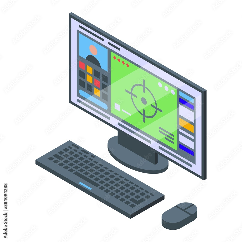 Poster stream desktop pc icon. isometric of stream desktop pc vector icon for web design isolated on white 