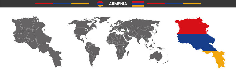 set of political maps of Armenia isolated on white background	