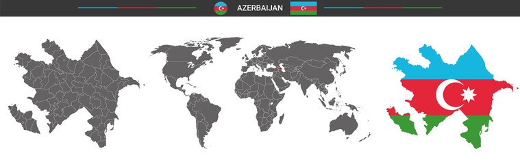 set of political maps of Azerbaijan isolated on white background	

