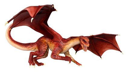 3D Rendering Fairy Tale Dragon on White