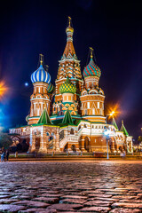 Fototapeta na wymiar St. Basil's Cathedral on Red Square at night. One of the most popular attractions in Russia.