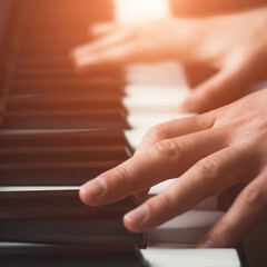 Man playing piano close up
