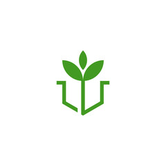 logo of a small plant growing from inside the box