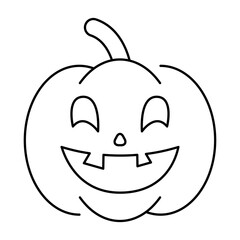 halloween pumpkin with face style line icon