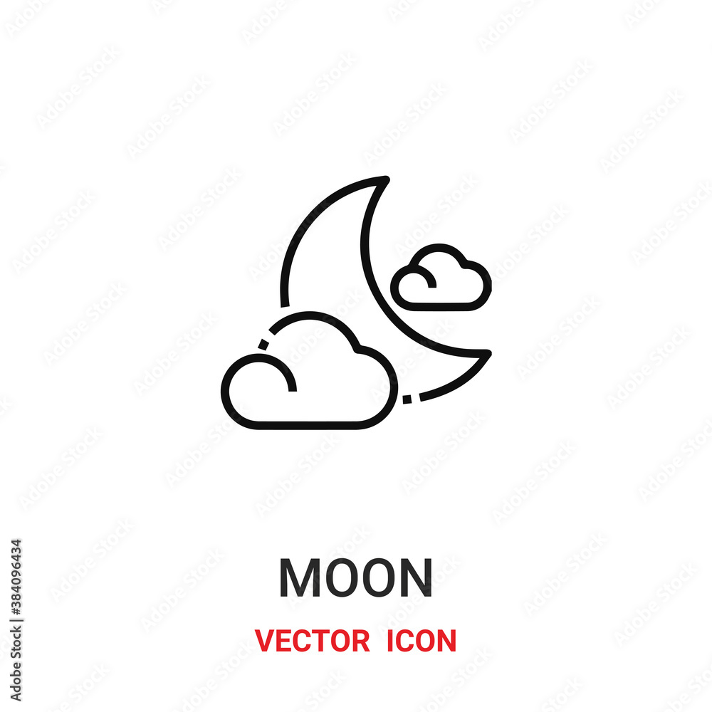Poster moon icon vector symbol. moon symbol icon vector for your design. modern outline icon for your websi