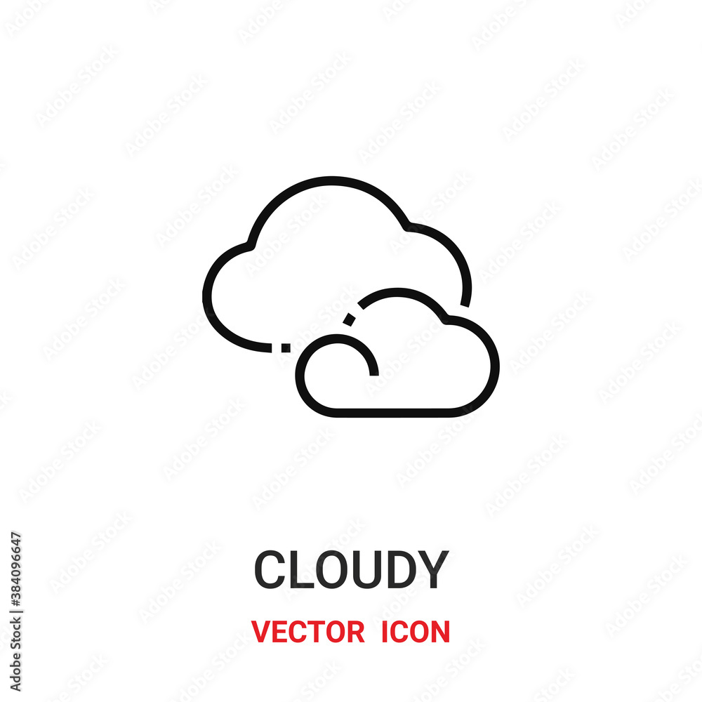 Poster cloudy icon vector symbol. cloudy symbol icon vector for your design. modern outline icon for your w