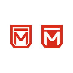 letter m logo in a geometric shield shape