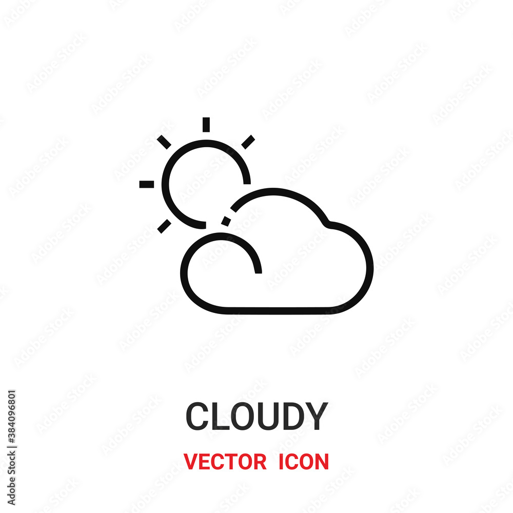 Poster cloudy icon vector symbol. cloudy symbol icon vector for your design. modern outline icon for your w