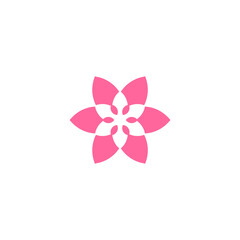 a hexagonal flower logo in a hexagonal flower