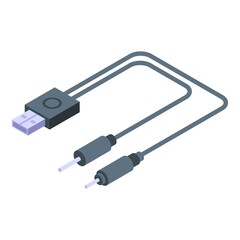 Double cable charger icon. Isometric of double cable charger vector icon for web design isolated on white background