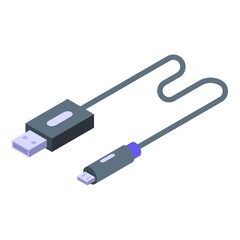 Micro usb cable charger icon. Isometric of micro usb cable charger vector icon for web design isolated on white background