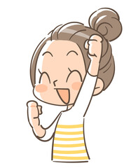 大喜びのガッツポーズをとる女の子