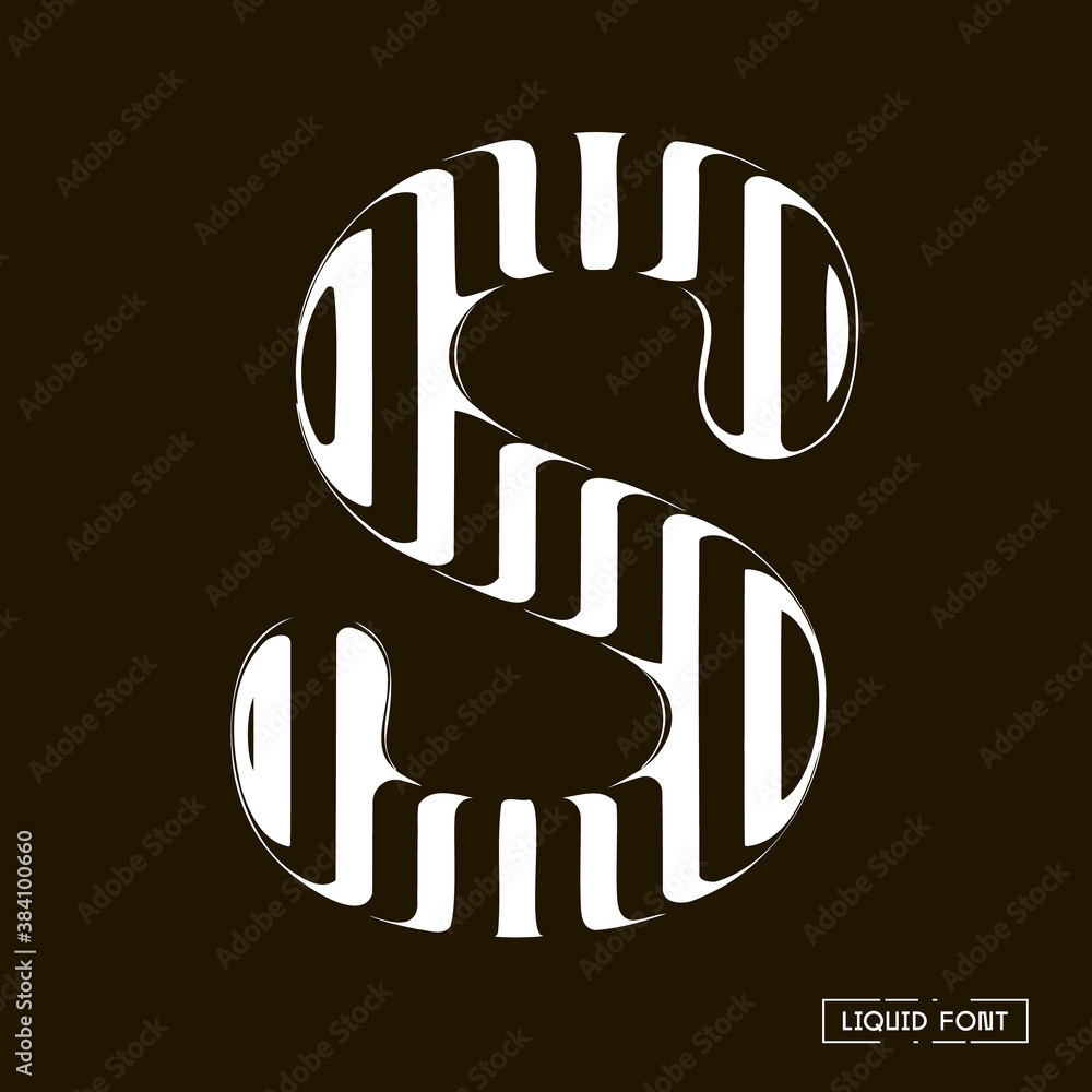 Fototapete s letter formed by parallel lines. a letter made of glass through which lines are visible that are d