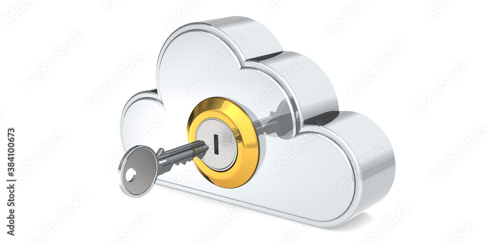 Poster security concept of cloud computing with metal key