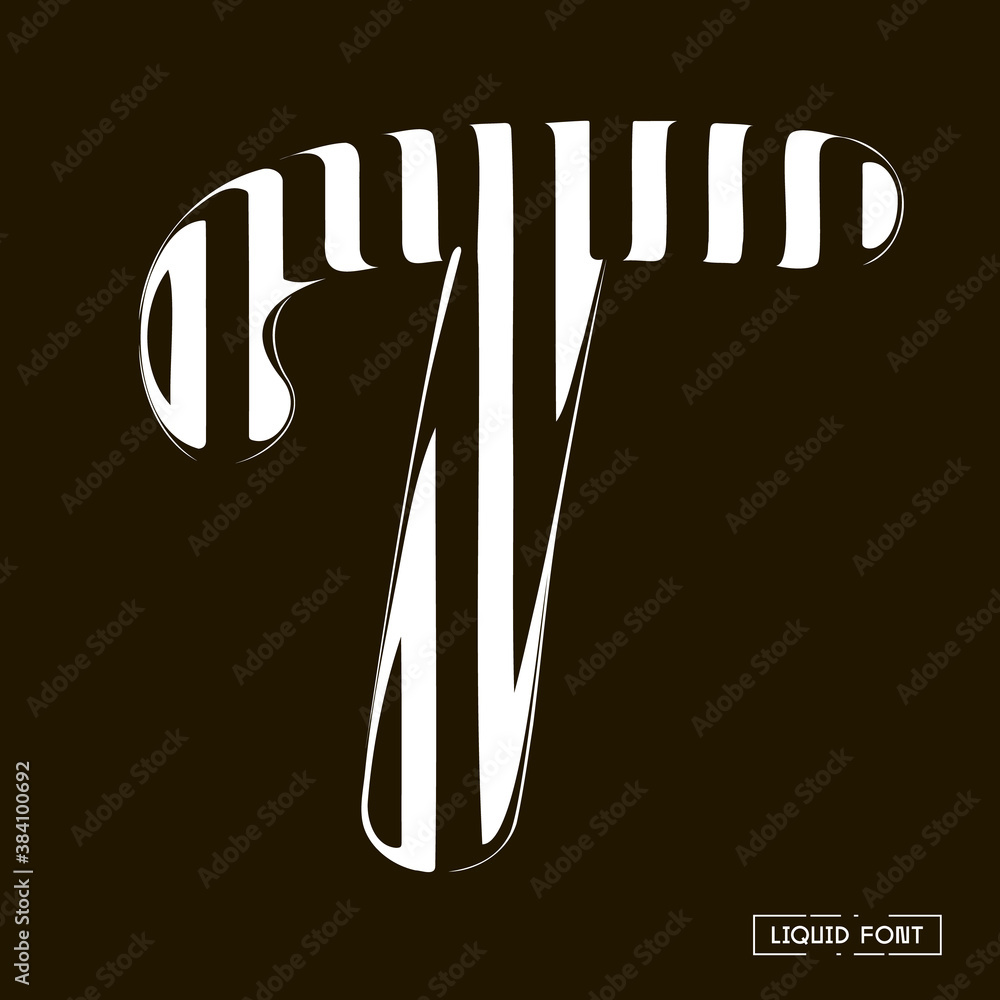 Fototapete t letter formed by parallel lines. a letter made of glass through which lines are visible that are d