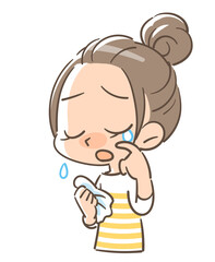 悲しい様相で涙ぐむ女の子