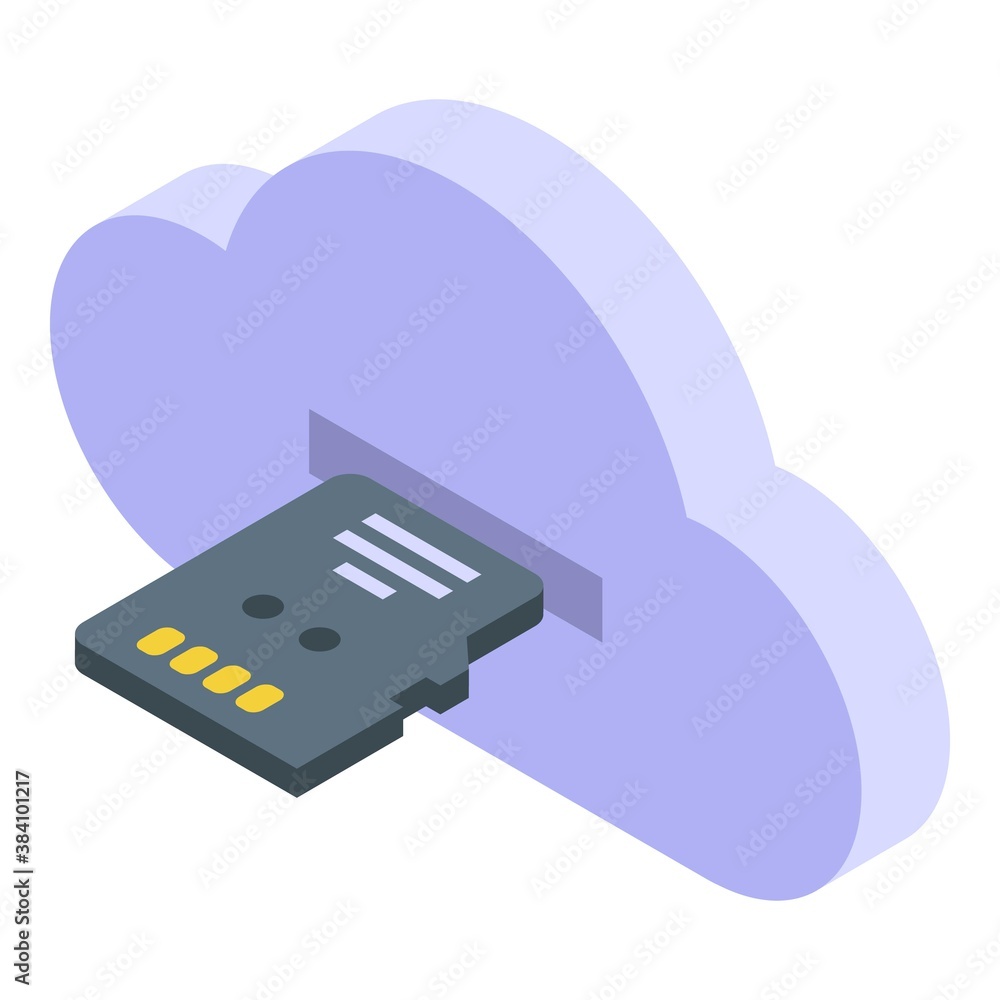 Poster memory card cloud icon. isometric of memory card cloud vector icon for web design isolated on white 
