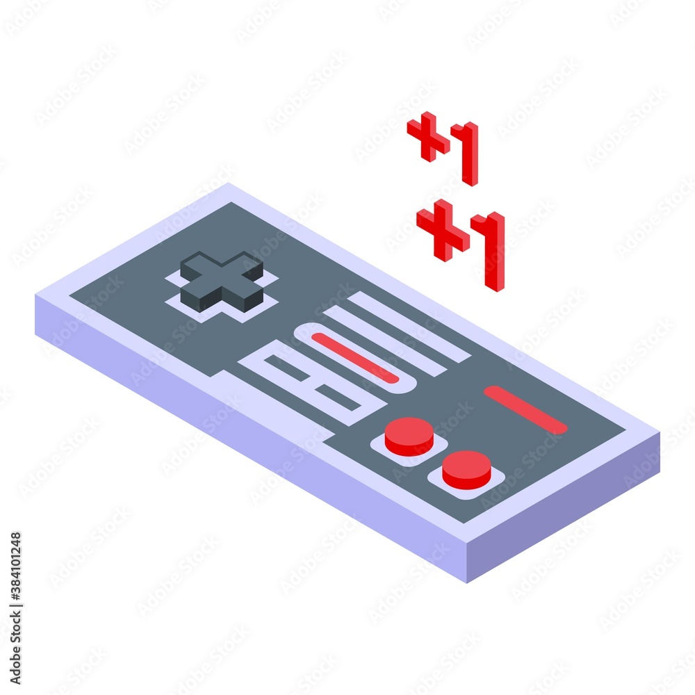Poster gaming joystick subscription icon. isometric of gaming joystick subscription vector icon for web des