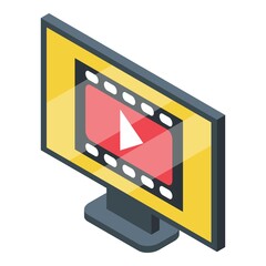 Video subscription icon. Isometric of video subscription vector icon for web design isolated on white background