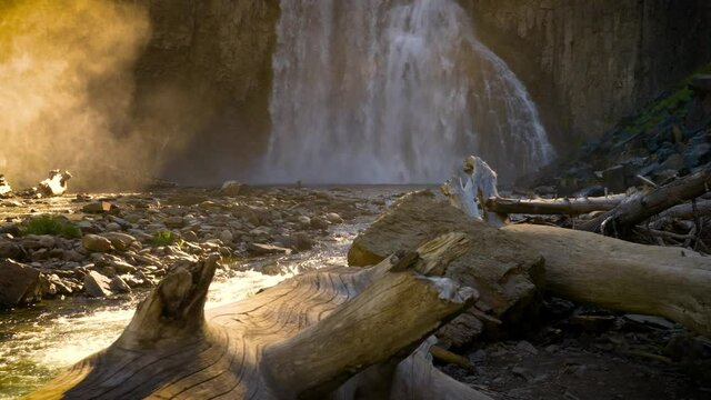 The beautiful Rainbow Falls in the Ansel Adams Wilderness near Mammoth Lakes California USA