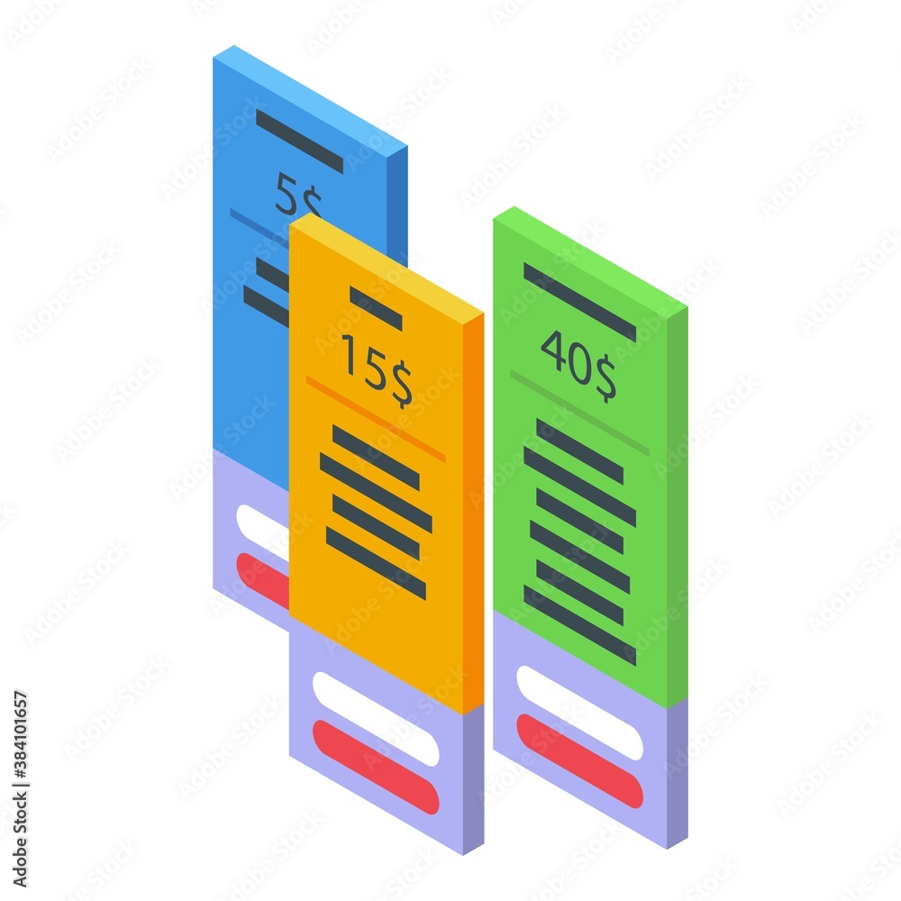Poster prices of subscription icon. isometric of prices of subscription vector icon for web design isolated
