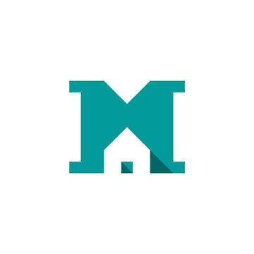 logo of a house shape in the letter m shape