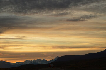 Sunset over El Chaltén in Patagonia, Argentina