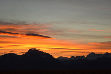 Sunset over El Chalten and hiking at Fitz Roy in Patagonia, Argentina