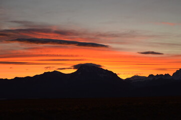 Sunset over El Chalten and hiking at Fitz Roy in Patagonia, Argentina