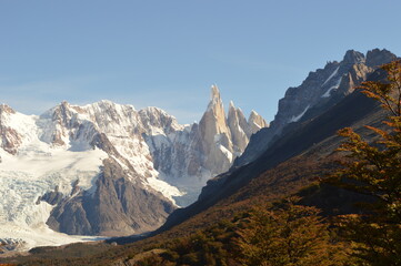 Sunset over El Chalten and hiking at Fitz Roy in Patagonia, Argentina