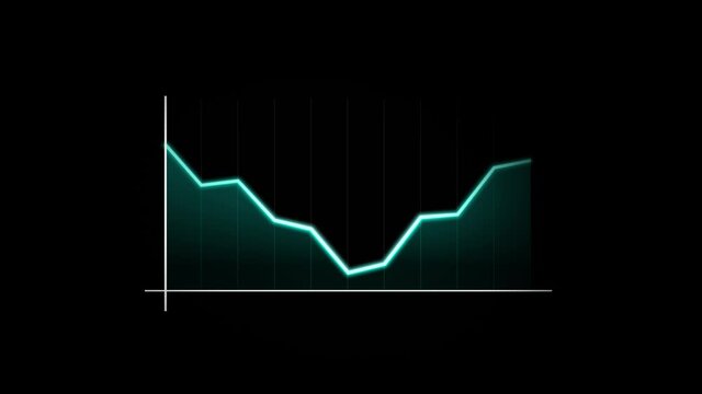 Business Growth And Success Arrow Infographics/ 4k animation of a business infographics with rising curves and bar stats appearing, symbolizing growth and success, increase and decrease earnings with 