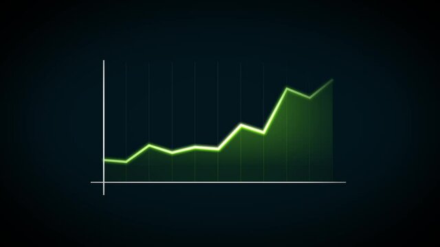 Business Growth And Success Arrow Infographics/ 4k animation of a business infographics with rising curves and bar stats appearing, symbolizing growth and success, increase and decrease earnings with 