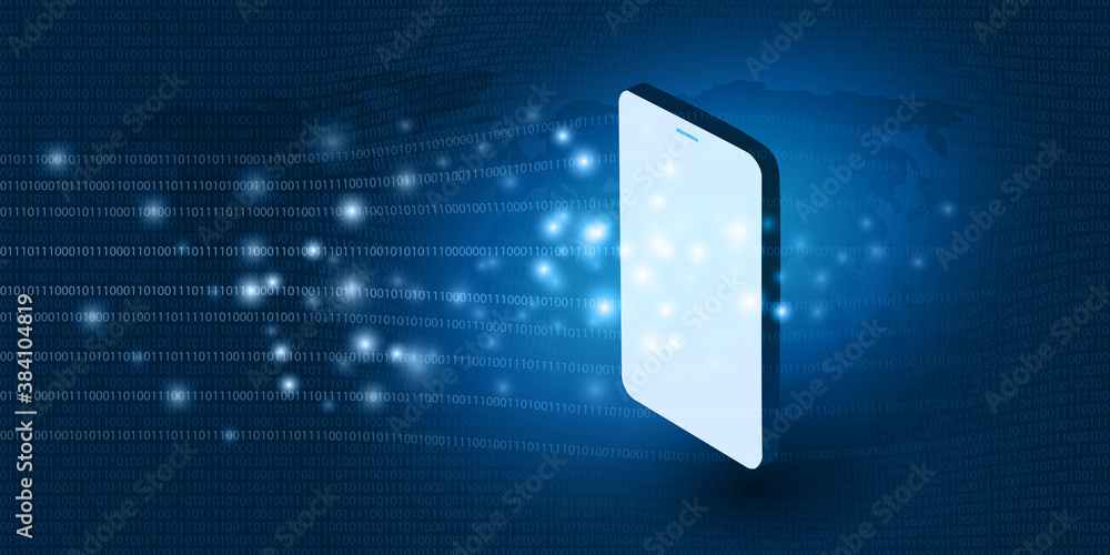 Poster abstract blue minimal style cloud computing, networks, telecommunications concept design with glowin