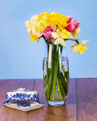 gorgeous spring bouquet of flowers on the table