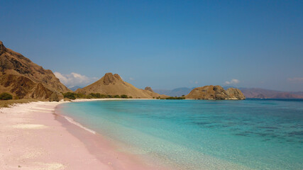 beautiful view of beach, pink beach Komodo Island Indonesia, beach scene