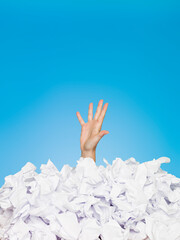 Human buried in papers