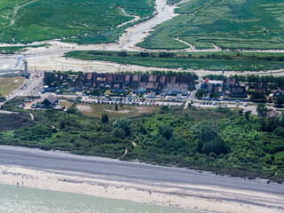vue aérienne de la côte à la Baie de Somme en France