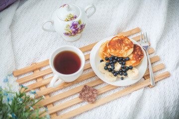 Cozy morning breakfast at home