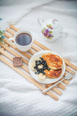 Cozy morning breakfast at home