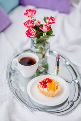 Cozy morning breakfast at home