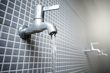 water tap with flowing water